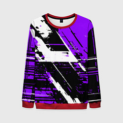 Свитшот мужской Diagonal black and white stripes on a purple backg, цвет: 3D-красный