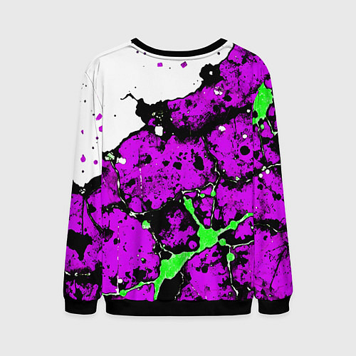 Мужской свитшот Зелёно-розовая абстракция на белом фоне / 3D-Черный – фото 2