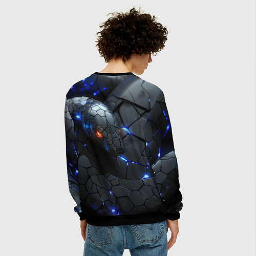 Мужской свитшот Змея киберпанк / 3D-Черный – фото 4