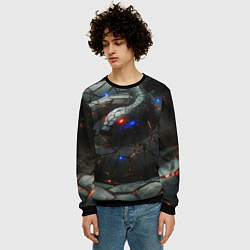 Свитшот мужской Змея в стиле киберпанк, цвет: 3D-черный — фото 2