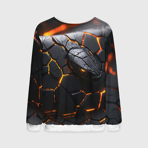 Мужской свитшот Металлическая неоновая змея / 3D-Белый – фото 2