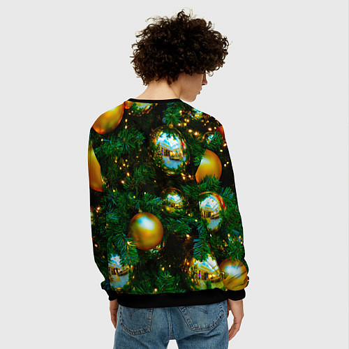 Мужской свитшот Новогодние украшения на ветках / 3D-Черный – фото 4