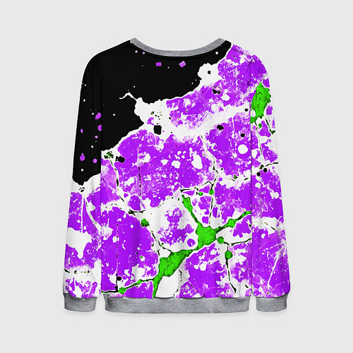 Мужской свитшот Зелёно-фиолетовая абстракция на чёрном фоне / 3D-Меланж – фото 2