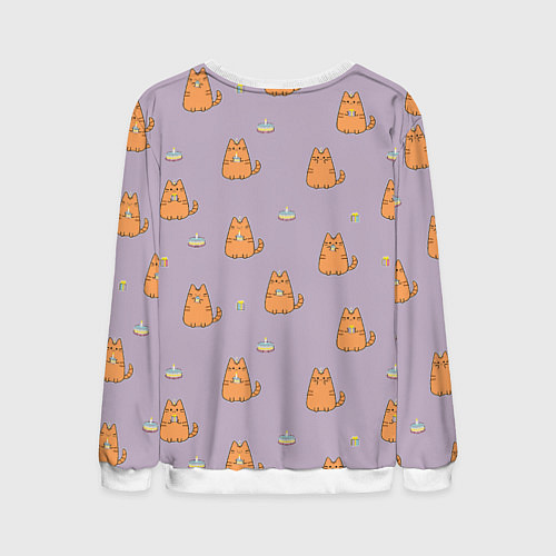 Мужской свитшот Праздничный кот Рыжинс / 3D-Белый – фото 2