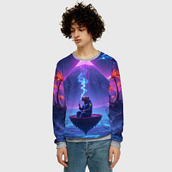 Свитшот мужской Капибара в лодке, цвет: 3D-меланж — фото 2