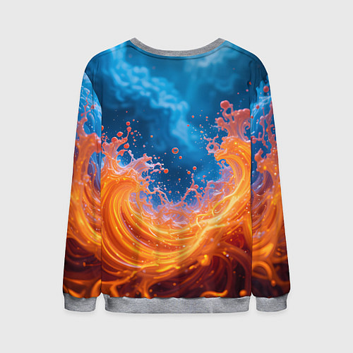 Мужской свитшот Яркое пламя в воде / 3D-Меланж – фото 2