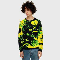 Свитшот мужской Lil Peep кислотные автографы, цвет: 3D-черный — фото 2