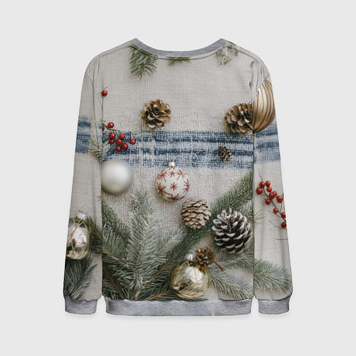 Мужской свитшот Новогодние украшения / 3D-Меланж – фото 2
