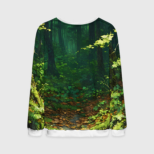 Мужской свитшот Зелёный летний лес / 3D-Белый – фото 2