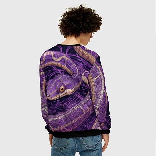 Мужской свитшот Сиреневая змея / 3D-Черный – фото 4