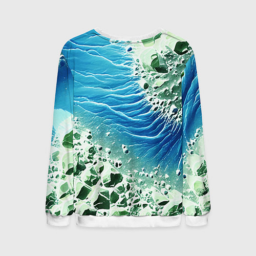 Мужской свитшот Берег и синие волны / 3D-Белый – фото 2