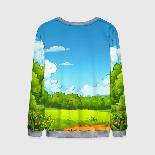 Мужской свитшот Аист в поле / 3D-Меланж – фото 2