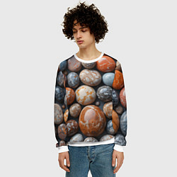 Свитшот мужской Мокрые камушки, цвет: 3D-белый — фото 2