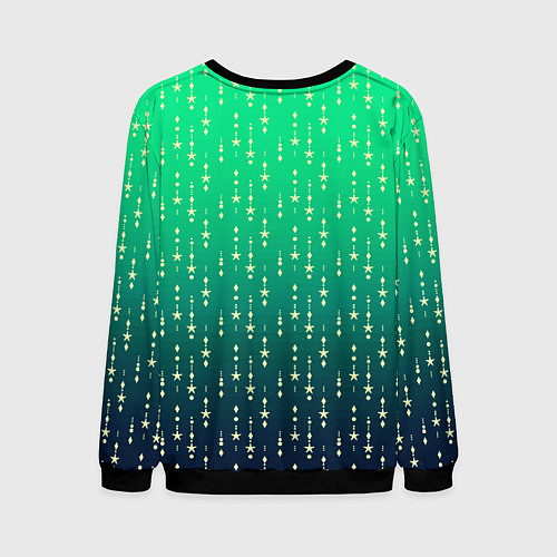 Мужской свитшот Градиент зелёно-синий со звёздочками / 3D-Черный – фото 2