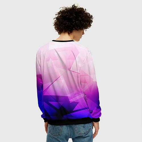 Мужской свитшот Неоновая геометрия осколки / 3D-Черный – фото 4
