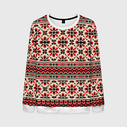Свитшот мужской Славянская обережная вышивка, цвет: 3D-белый