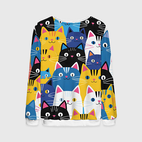 Мужской свитшот Много цветных котиков / 3D-Белый – фото 2