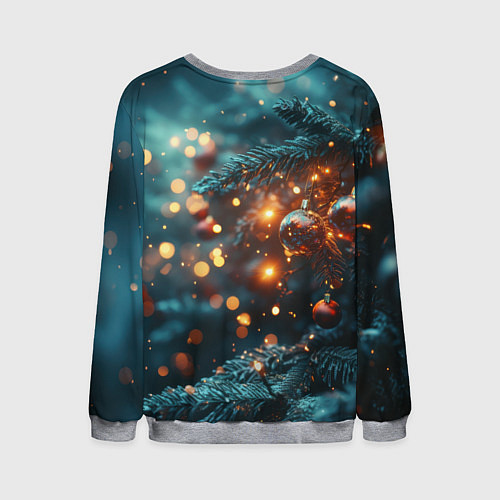 Мужской свитшот Елочные шары и боке / 3D-Меланж – фото 2