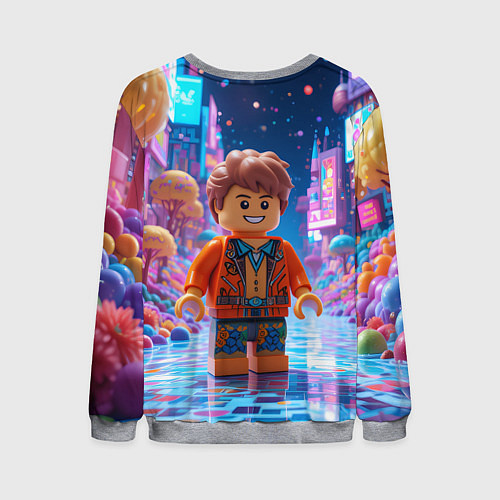 Мужской свитшот Roblox в неоновом городе / 3D-Меланж – фото 2