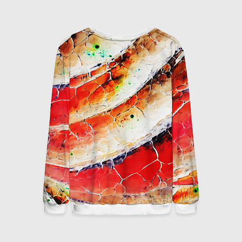 Мужской свитшот Красно-белая волнистая абстракция / 3D-Белый – фото 2