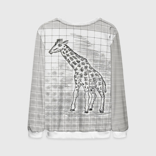 Мужской свитшот Жираф на тетрадном листе / 3D-Белый – фото 2
