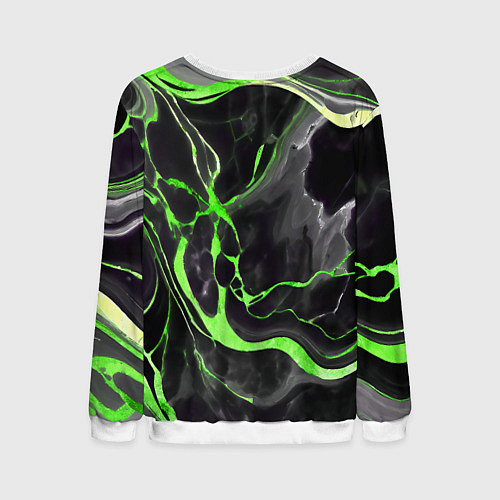 Мужской свитшот Зелёно-чёрный мрамор / 3D-Белый – фото 2