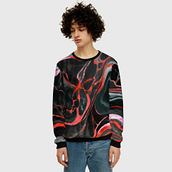 Свитшот мужской Красно-чёрный мрамор, цвет: 3D-черный — фото 2
