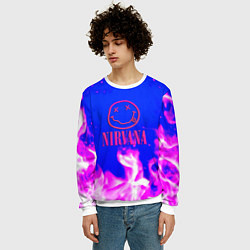 Свитшот мужской Nirvana neon flame, цвет: 3D-белый — фото 2