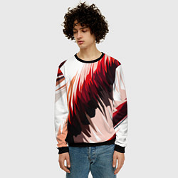 Свитшот мужской Чёрно-красные острые полосы на белом фоне, цвет: 3D-черный — фото 2