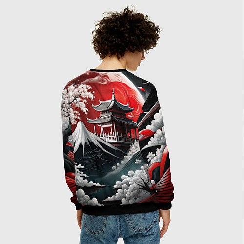Мужской свитшот Футуристическая японская иллюстрация / 3D-Черный – фото 4