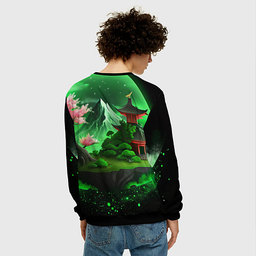 Мужской свитшот Green nature Japan / 3D-Черный – фото 4