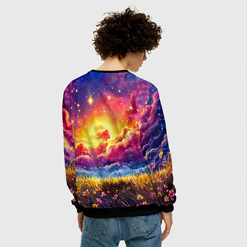 Мужской свитшот Космическая уточка / 3D-Черный – фото 4
