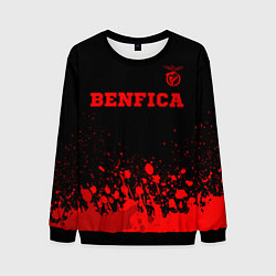 Свитшот мужской Benfica - red gradient посередине, цвет: 3D-черный