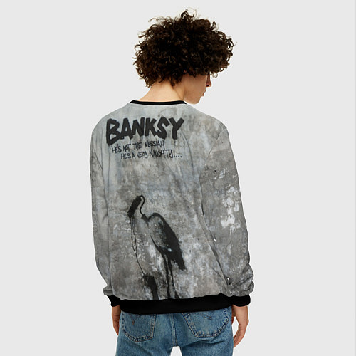 Мужской свитшот Banksy - stop wars / 3D-Черный – фото 4