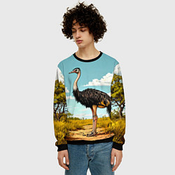 Свитшот мужской Страус в природе, цвет: 3D-черный — фото 2