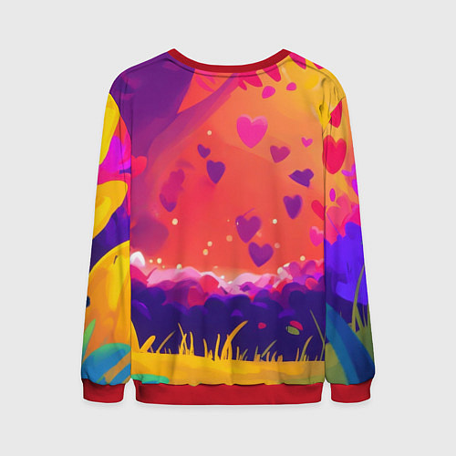 Мужской свитшот Влюбленный милый песец / 3D-Красный – фото 2