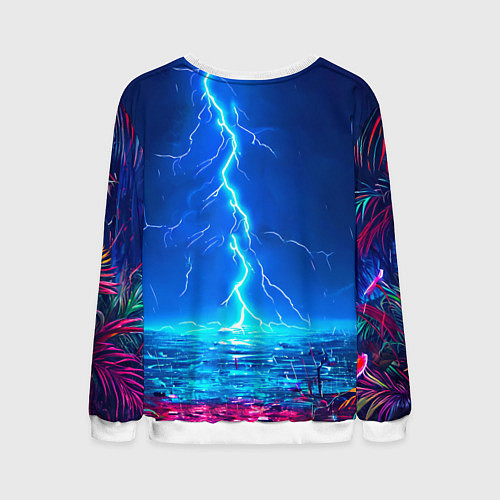 Мужской свитшот Фламинго и молния / 3D-Белый – фото 2