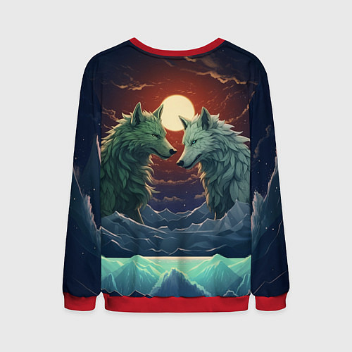 Мужской свитшот Волк и волчица / 3D-Красный – фото 2