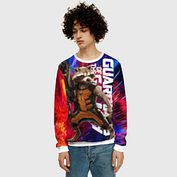 Свитшот мужской Стражи галактики - Ракета, цвет: 3D-белый — фото 2