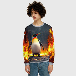 Свитшот мужской Пингвин в огне, цвет: 3D-меланж — фото 2