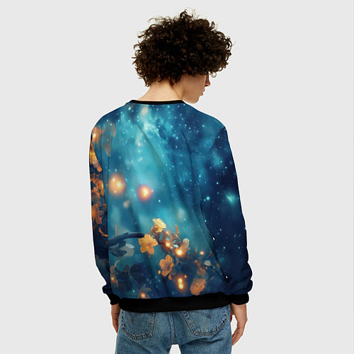 Мужской свитшот Сова на ветке дерева / 3D-Черный – фото 4