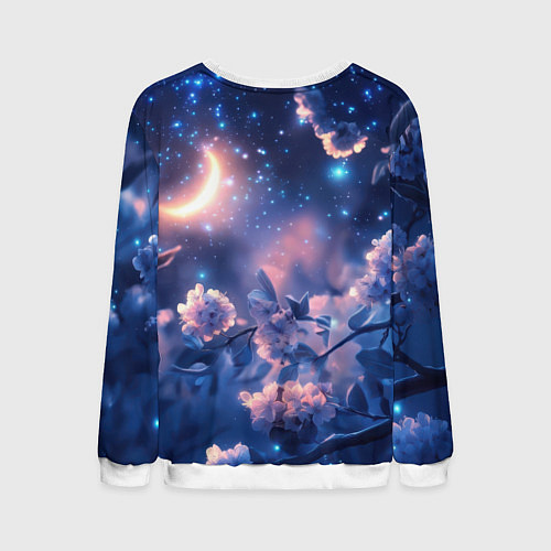 Мужской свитшот Сова под луной / 3D-Белый – фото 2