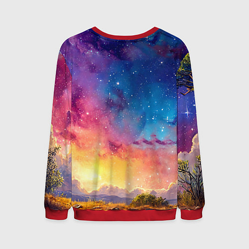 Мужской свитшот Страус и звездное небо / 3D-Красный – фото 2