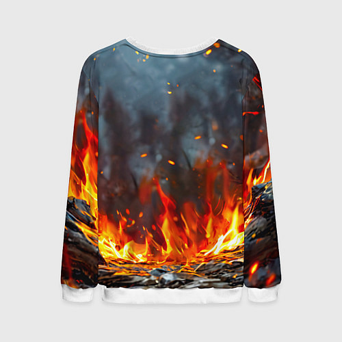 Мужской свитшот Енот в огне / 3D-Белый – фото 2