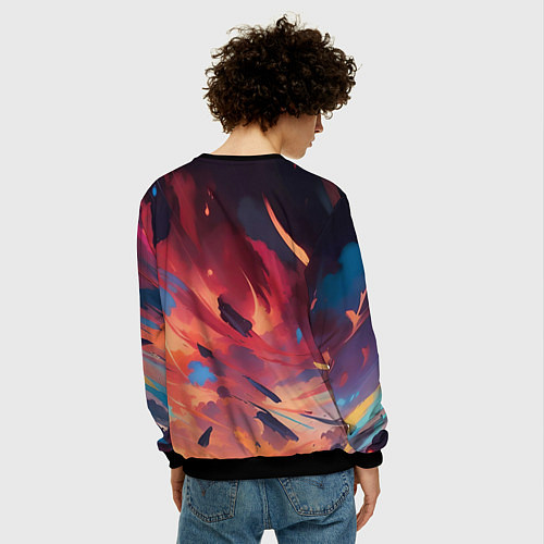 Мужской свитшот Аниме девушка и ветер / 3D-Черный – фото 4