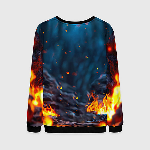 Мужской свитшот Песец в огне / 3D-Черный – фото 2