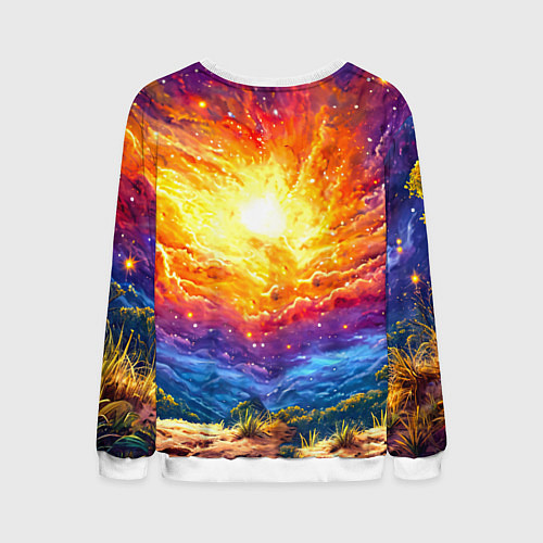 Мужской свитшот Кенгуру в космосе / 3D-Белый – фото 2