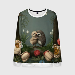 Мужской свитшот Ежик и цыпленок обнимаются
