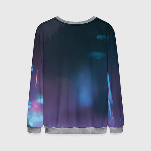 Мужской свитшот Чёрный кот под дождём / 3D-Меланж – фото 2