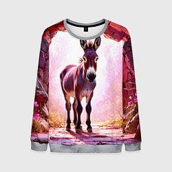 Мужской свитшот Осел в розовом свете